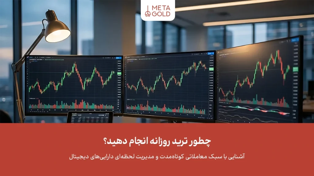 تصویری از محیط کاری یک تریدر در حال رصد هم‌زمان چندین دارایی مختلف و بررسی اندیکاتورهای تکنیکال جهت اتخاذ تصمیمات سریع در معاملات روزانه