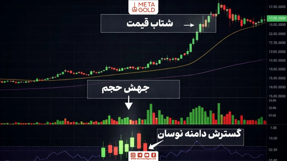 منطق عملکرد اندیکاتور تشخیص پامپ و دامپ بر اساس قیمت حجم و نوسان