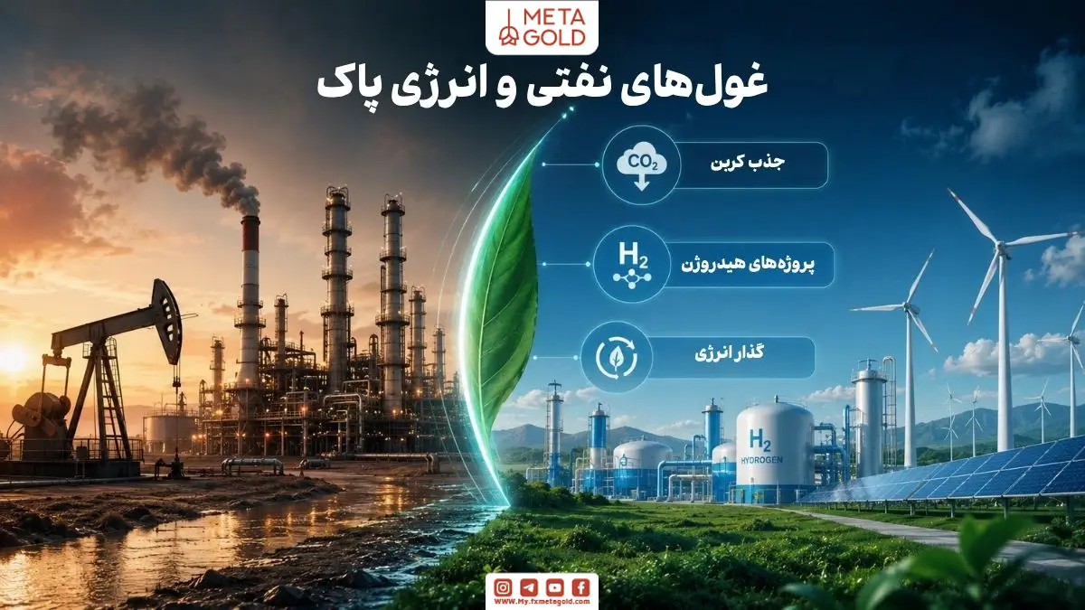 غول‌های صنعت نفت در مسیر گذار به انرژی پاک با نمایش پالایشگاه نفت، پروژه‌های هیدروژن، جذب کربن و زیرساخت انرژی تجدیدپذیر در فضای مفهومی مالی و زیست‌محیطی