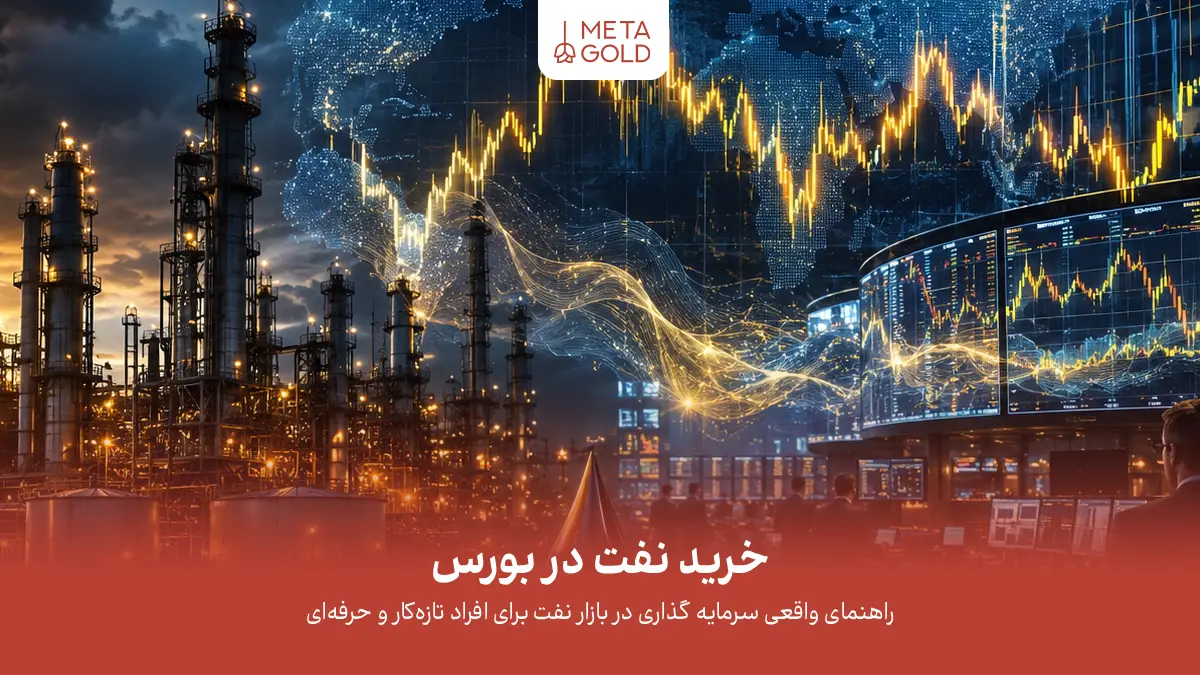 سرمایه‌گذاری در نفت از طریق بازار بورس جهانی با نمایش پالایشگاه‌های نفت، نمودارهای معاملاتی انرژی، فضای ترید حرفه‌ای و تحلیل قیمت نفت در بازارهای مالی بین‌المللی
