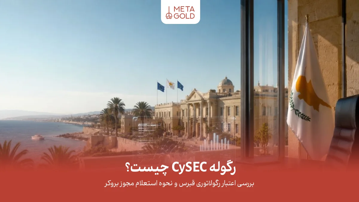 دفتر رسمی نظارتی اروپایی در ساحل قبرس با پرچم کشور، نمودارهای مالی هولوگرافیک و منظره آرام مدیترانه در پس‌زمینه، نشان‌دهنده ثبات قانونی، اعتماد و محیط حرفه‌ای نظارت مالی.